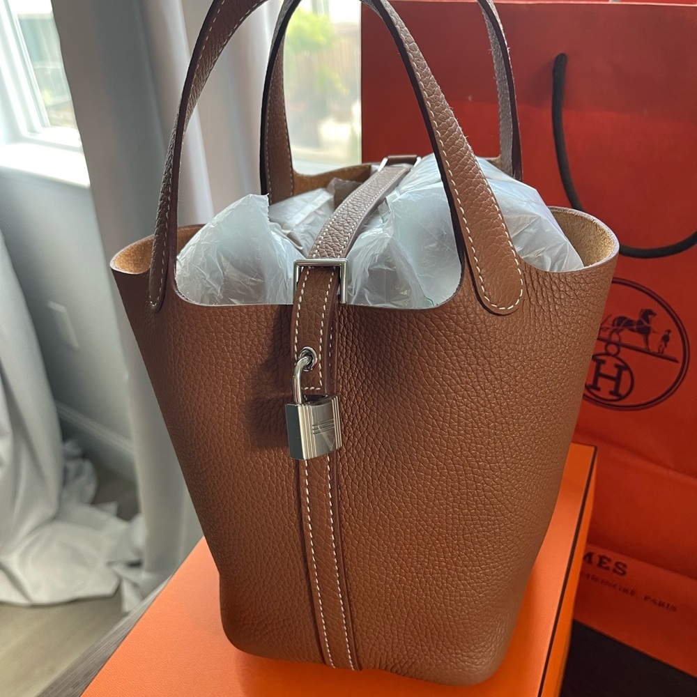 Hermes gold Picotin clemence leqther 18 palladium hardware. Brand New in a box.
